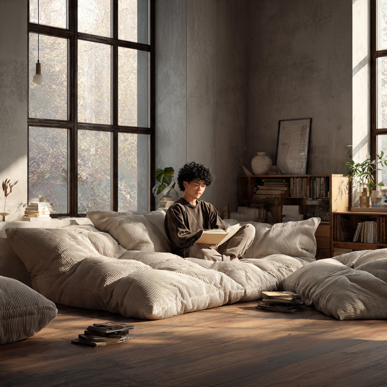 25 Cozy Bedroom Decor Ideas That Make Your Space Stylish & Relaxing 6 ultra realistic cozy bedroom featuring oversized floor pillows