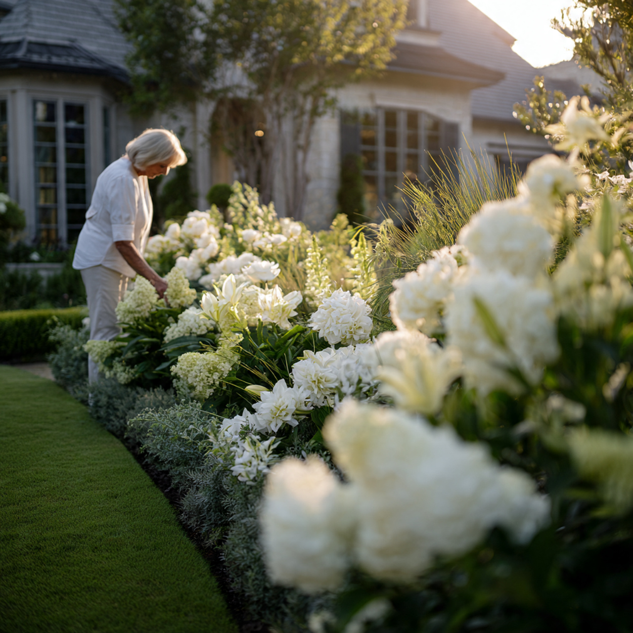 ultra realistic flower bed ideas featuring a monochromatic