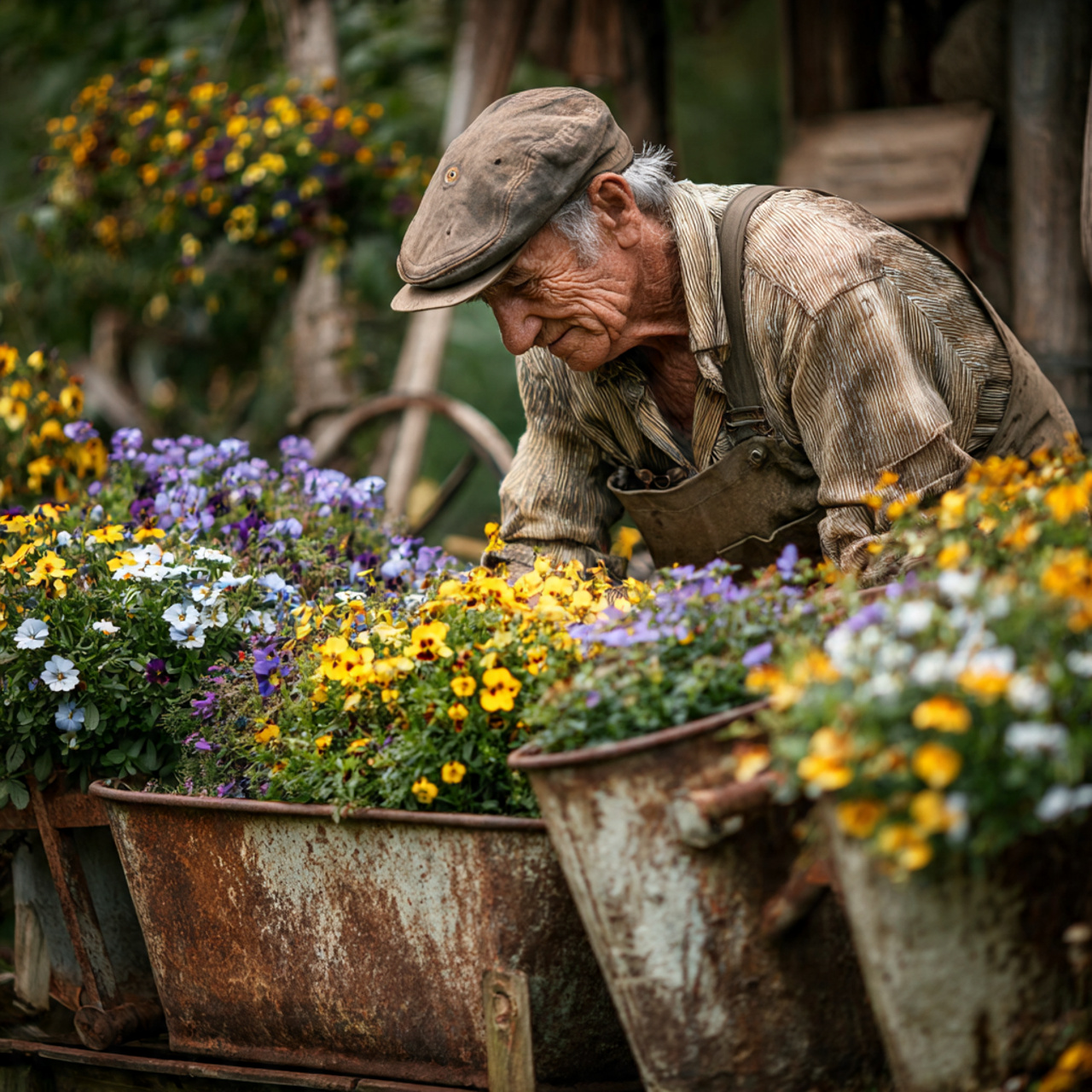 ultra realistic flower bed ideas featuring repurposed antique
