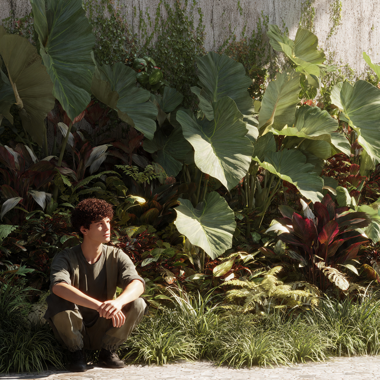 ultra realistic flower bed ideas featuring tropical foliage