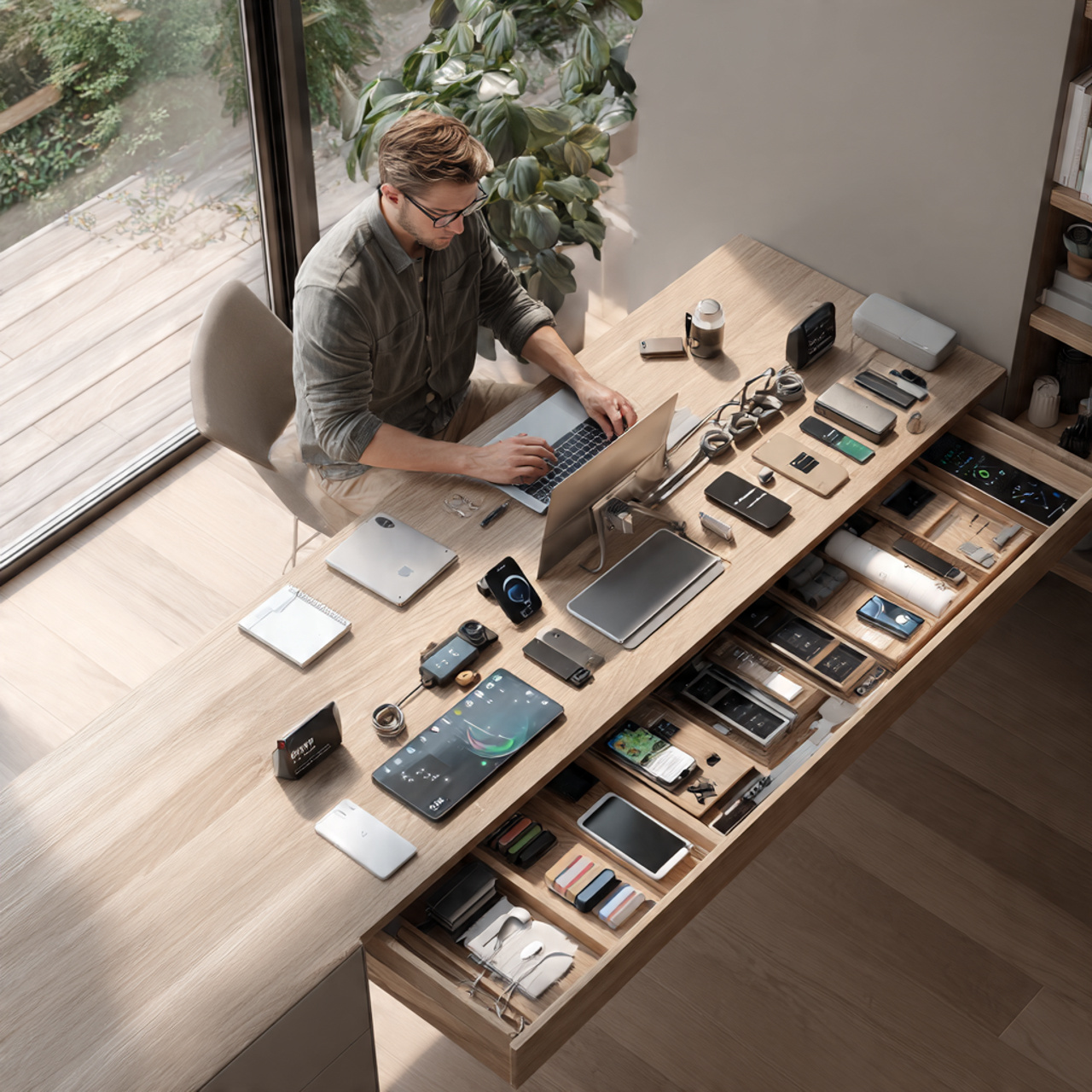 25 Organization Ideas That Transform Clutter Into Stunning Home Style 21 ultra realistic home office photograph of integrated tech