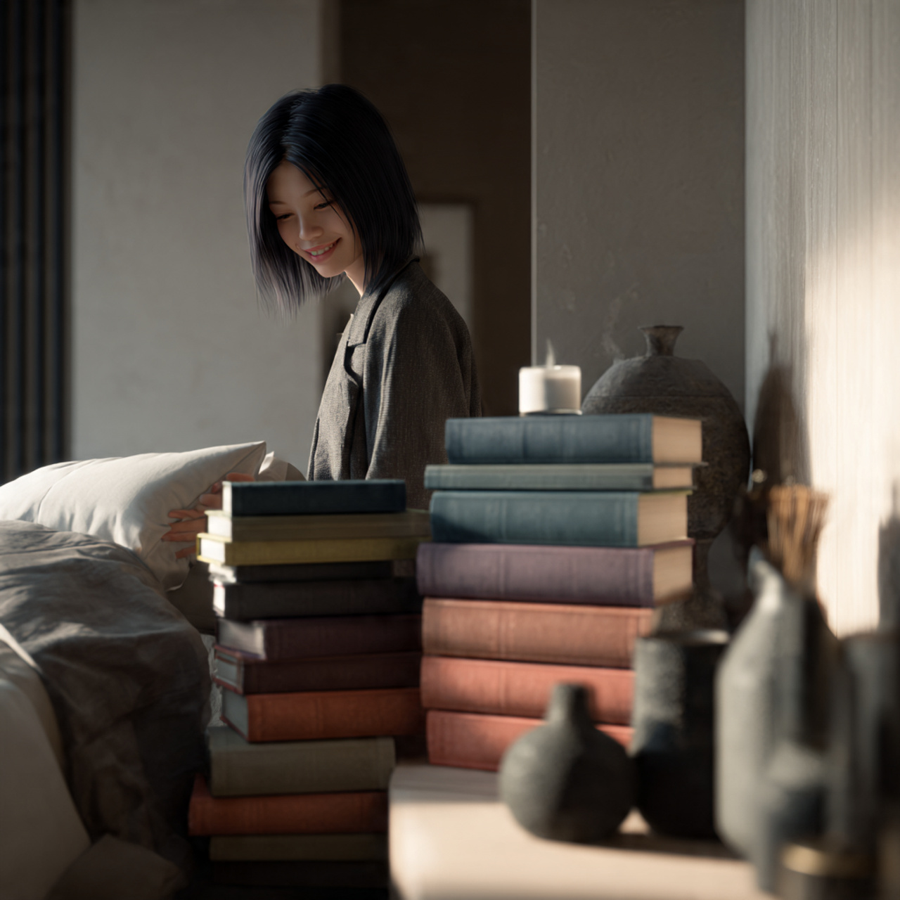 25 Inspiring Bedroom Shelf Decor Ideas for Every Style & Mood 5 ultra realistic image of a bedroom shelf with 1