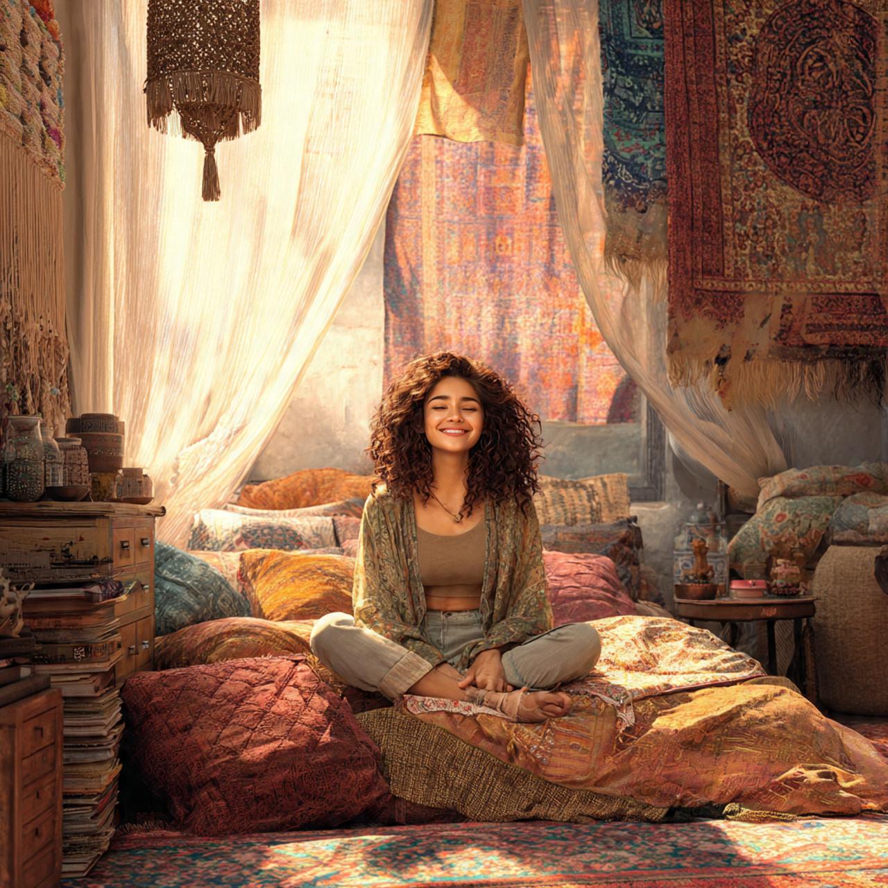 25 Guest Bedroom Decor Ideas That Feel Luxurious & Inviting 5 ultra realistic image of a bohemian chic guest