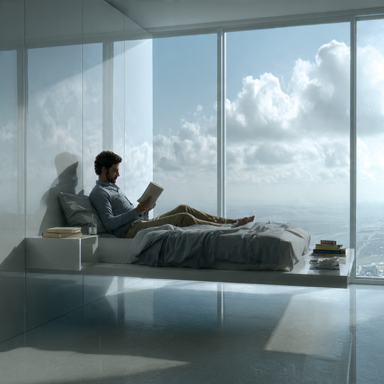 25 Home Decor Ideas Bedroom for Modern, Cozy & Luxury Interiors 16 ultra realistic image of a floating furniture bedroom