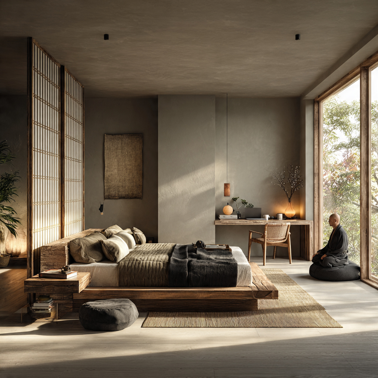 25 Home Decor Ideas Bedroom for Modern, Cozy & Luxury Interiors 9 ultra realistic image of a japandi fusion bedroom