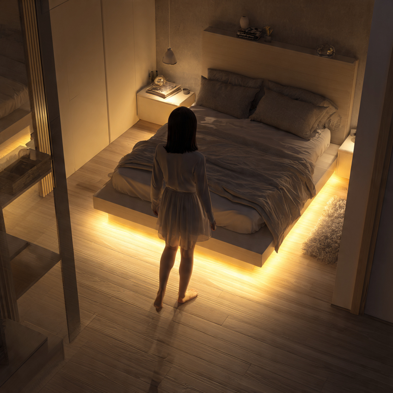 25 Small Bedroom Decor Ideas to Maximize Space & Luxury 8 ultra realistic image of a modern small bedroom