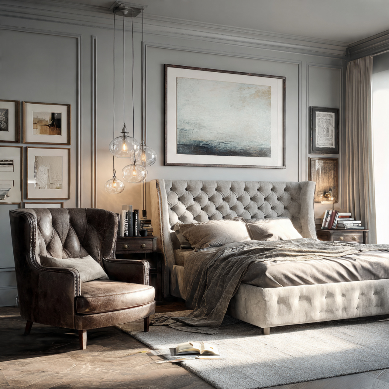 25 Home Decor Ideas Bedroom for Modern, Cozy & Luxury Interiors 22 ultra realistic image of a refined transitional bedroom