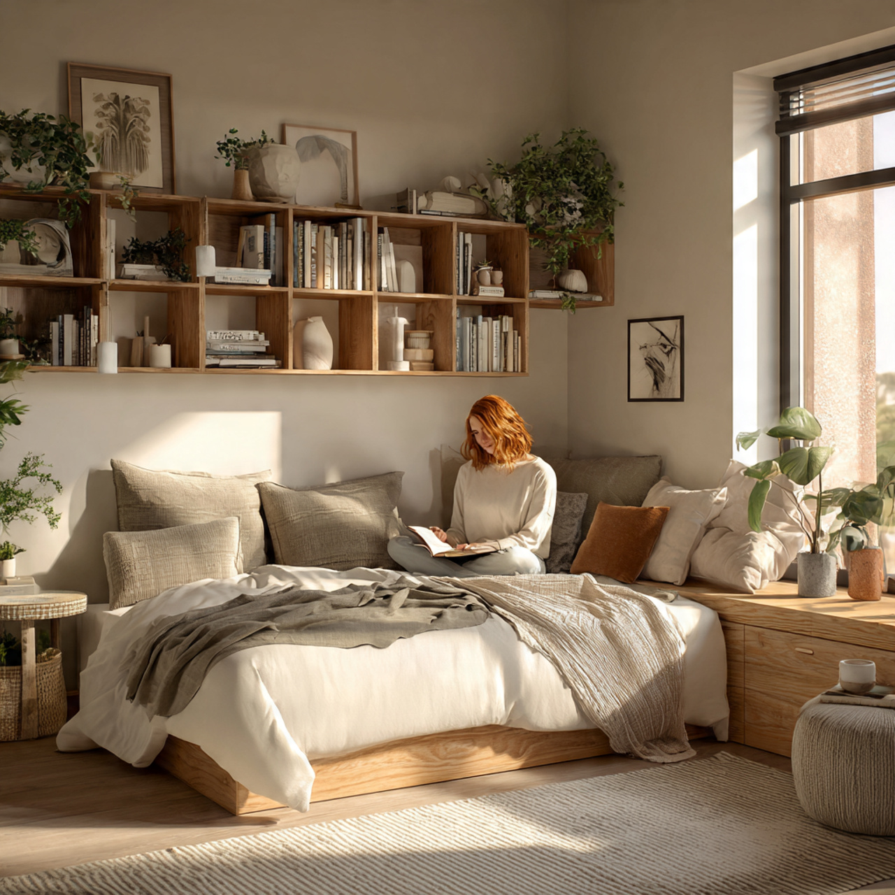 25 Small Bedroom Decor Ideas to Maximize Space & Luxury 6 ultra realistic image of a small bedroom featuring 1