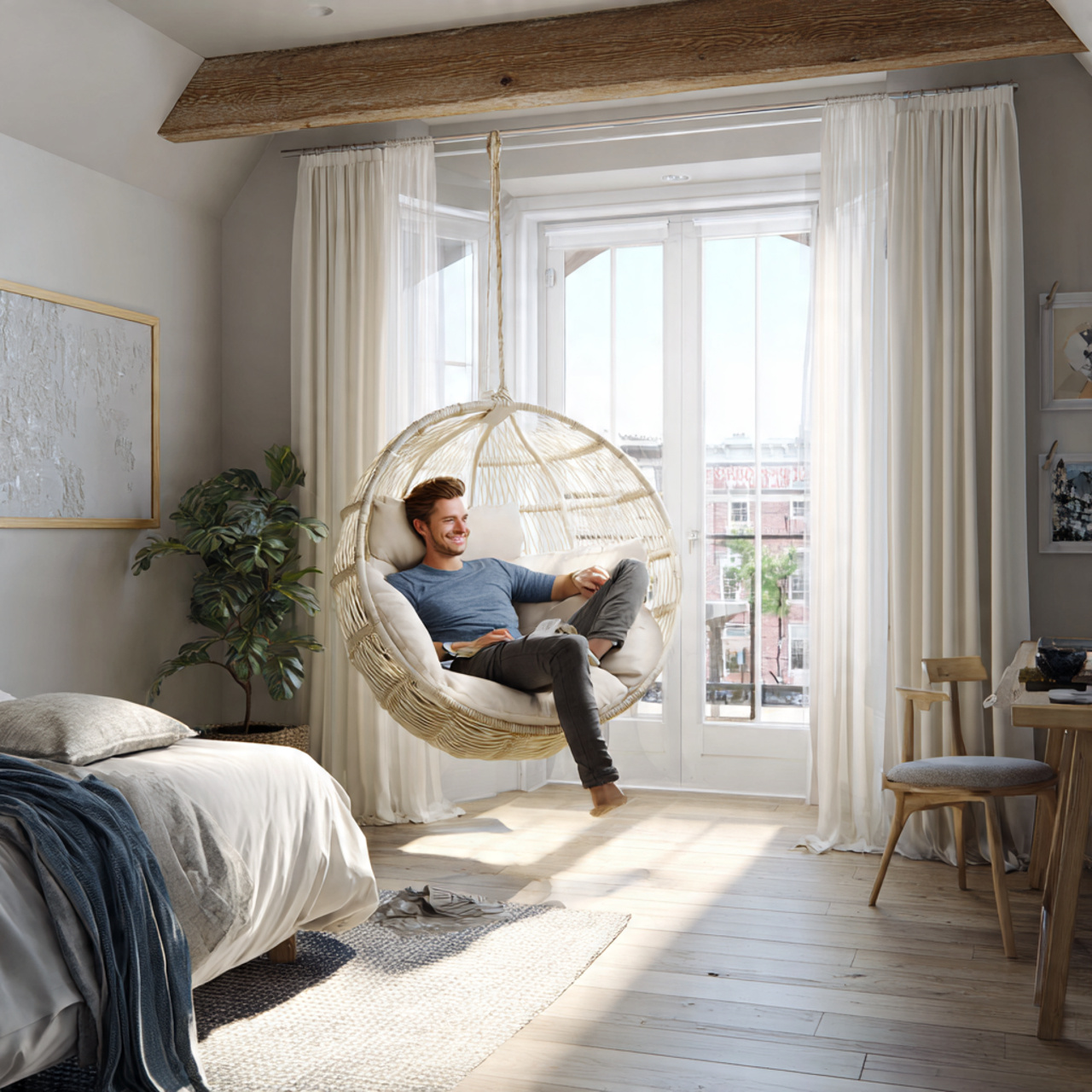 25 Small Bedroom Decor Ideas to Maximize Space & Luxury 22 ultra realistic image of a small bedroom with 4