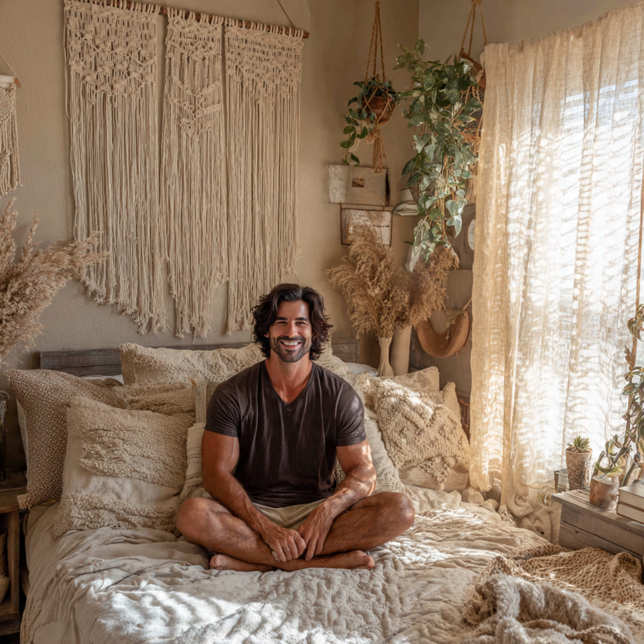 25 Small Bedroom Decor Ideas to Maximize Space & Luxury 9 ultra realistic image of a small boho style bedroom