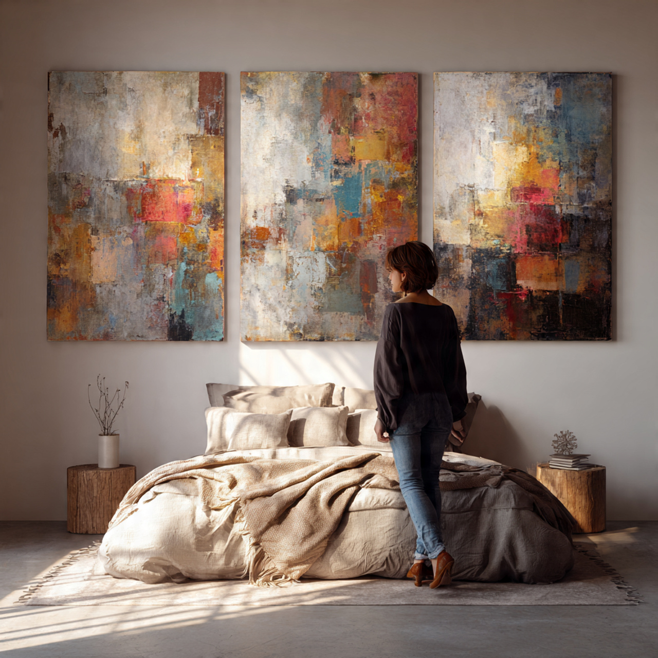 25 Home Decor Ideas Bedroom for Modern, Cozy & Luxury Interiors 23 ultra realistic image of an abstract wall art