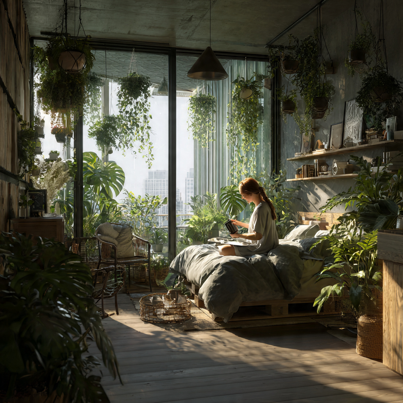 ultra realistic image of apartment bedroom decor ideas