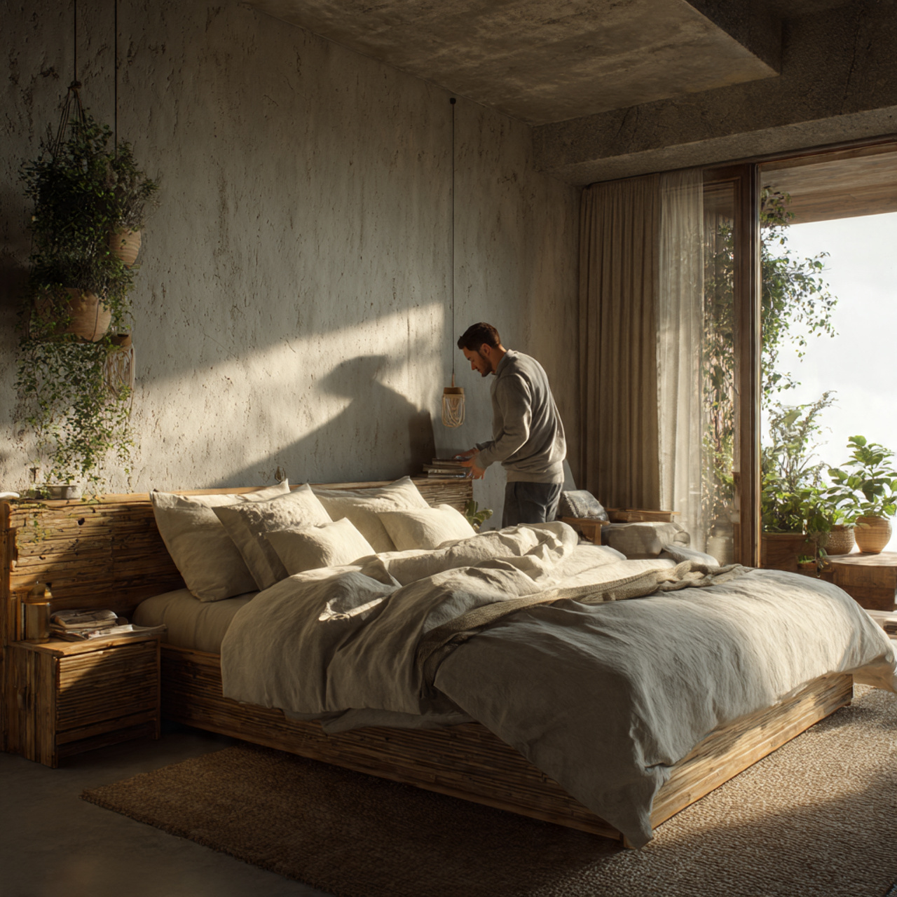 ultra realistic interior image of apartment bedroom decor 2