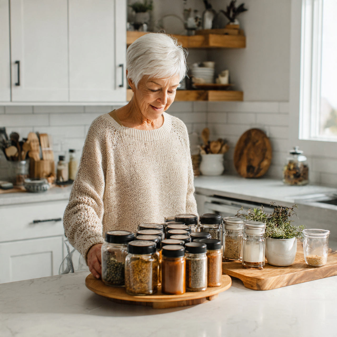 25 Organization Ideas That Transform Clutter Into Stunning Home Style 20 ultra realistic kitchen countertop photograph showing rotating carousel
