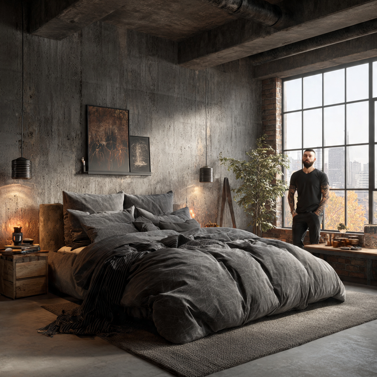 25 Grey Bedroom Decor Ideas to Transform Your Space Beautifully 3 ultra realistic loft bedroom interior showcasing grey bedroom