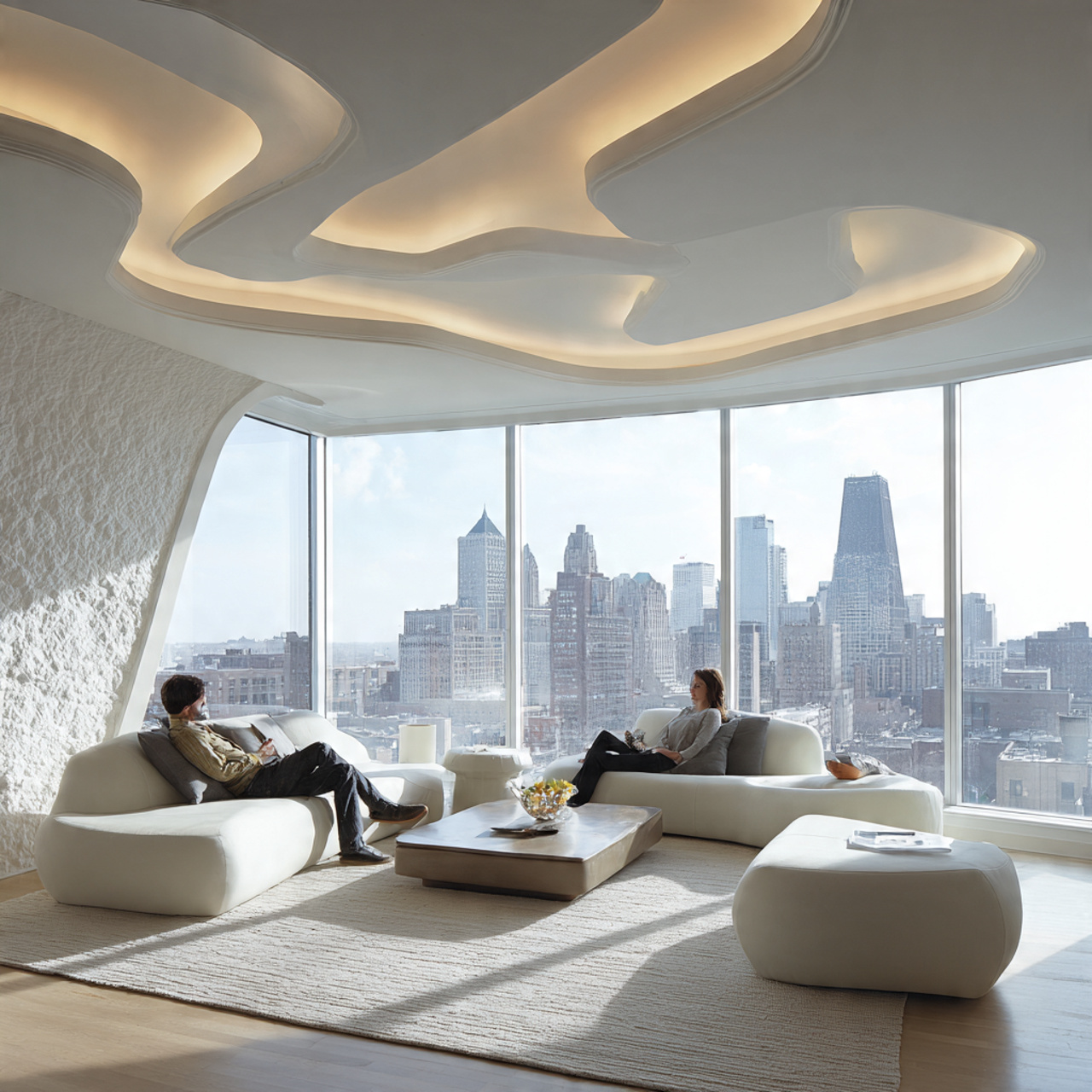 ultra realistic modern living room featuring pop design