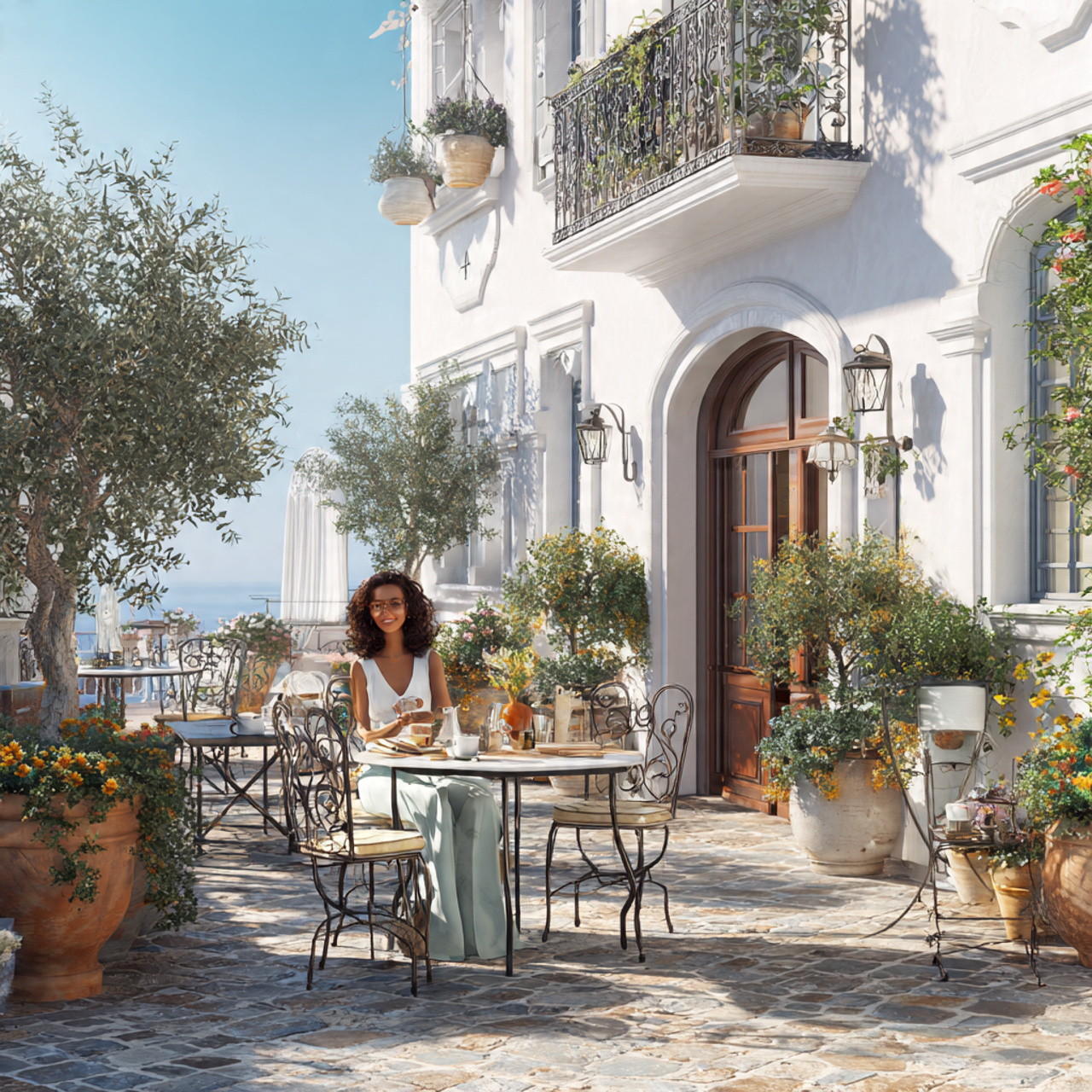 ultra realistic outdoor patio ideas displaying mediterranean terra