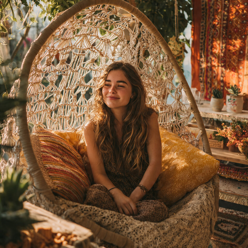 ultra realistic outdoor patio ideas featuring a bohemian