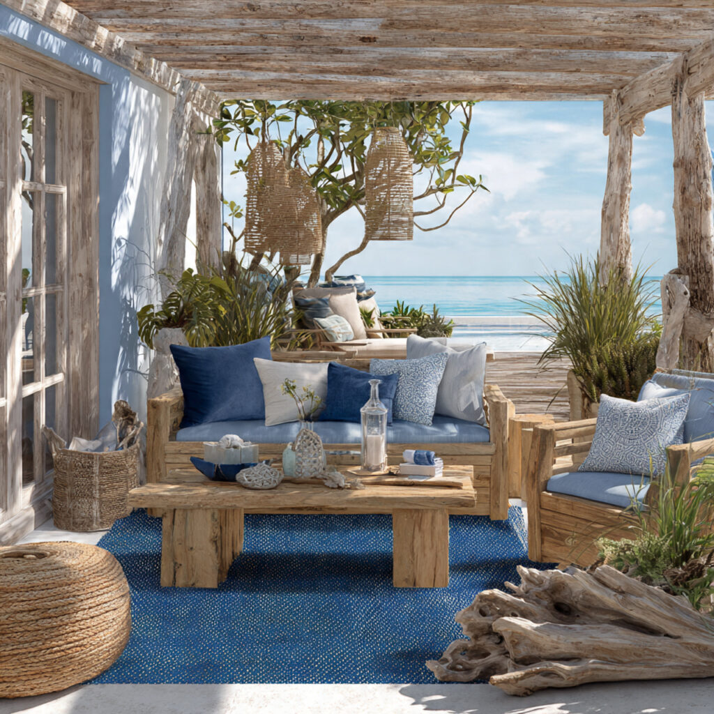 ultra realistic outdoor patio ideas showcasing a coastal