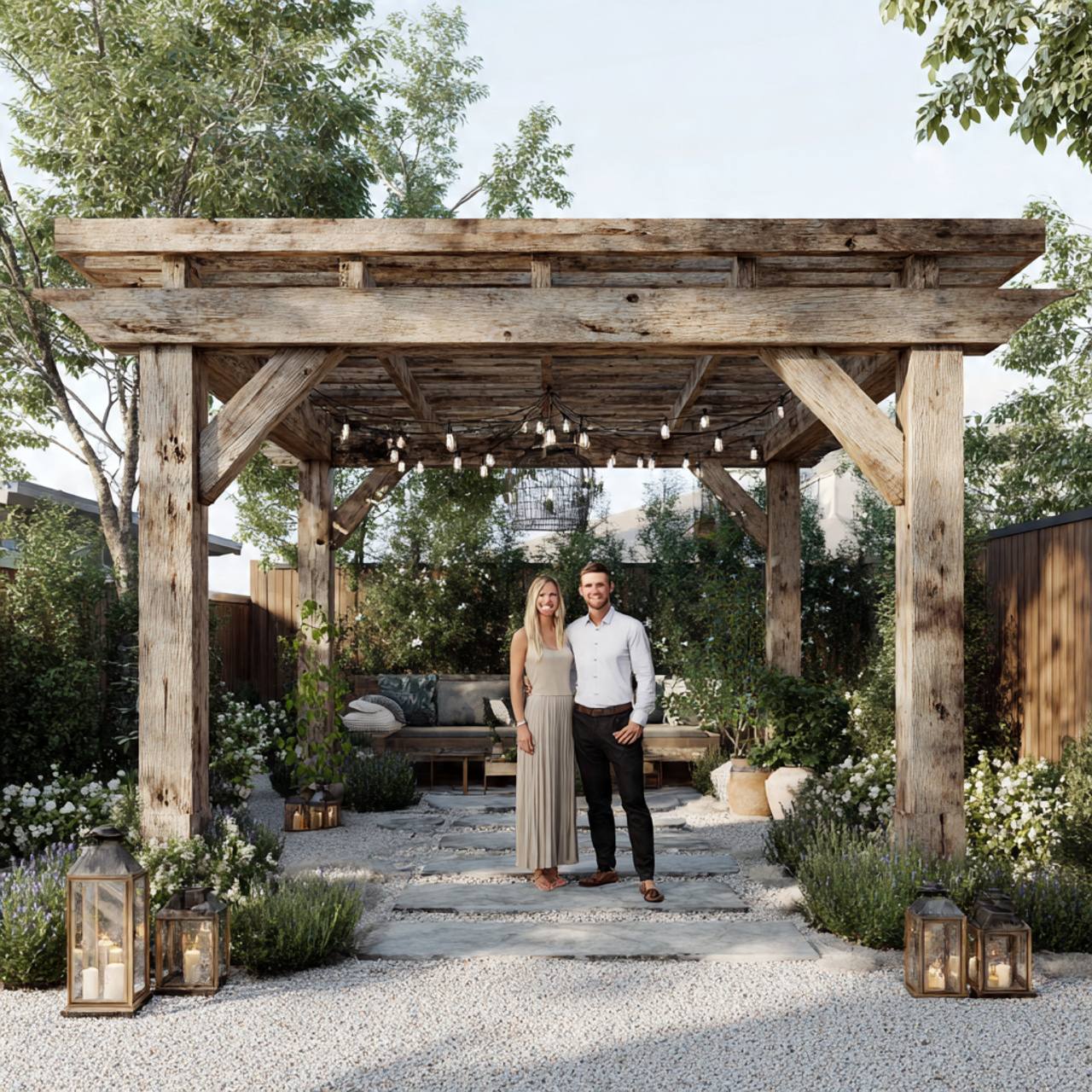 ultra realistic photo of pergola ideas showing a