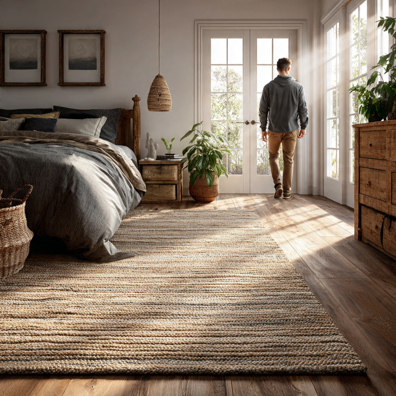 25 Farmhouse Bedroom Decor Ideas for a Cozy, Timeless & Beautiful Retreat 13 ultra realistic wide angle bedroom shot of farmhouse bedroom 1