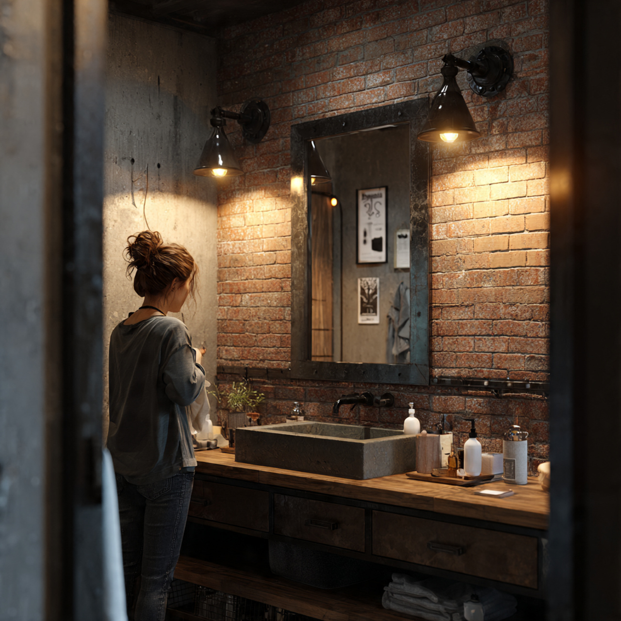 25 Luxury Bathroom Lighting Ideas That Inspire & Impress 4 urban style bathroom with industrial wall sconces raw