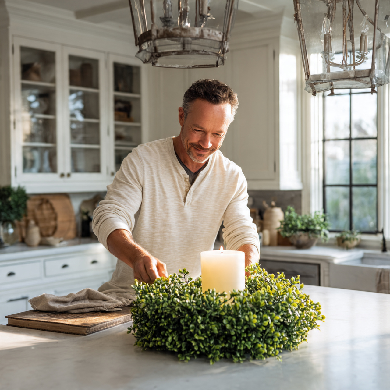 25 Transform Your Space with Stunning Kitchen Island Decor Ideas 24 a bright kitchen featuring a small preserved boxwo 1
