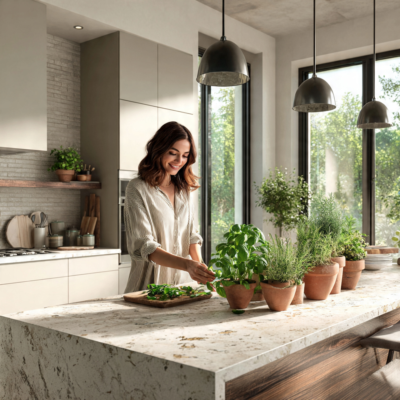 25 Transform Your Space with Stunning Kitchen Island Decor Ideas 6 a bright kitchen with a marble island adorned with