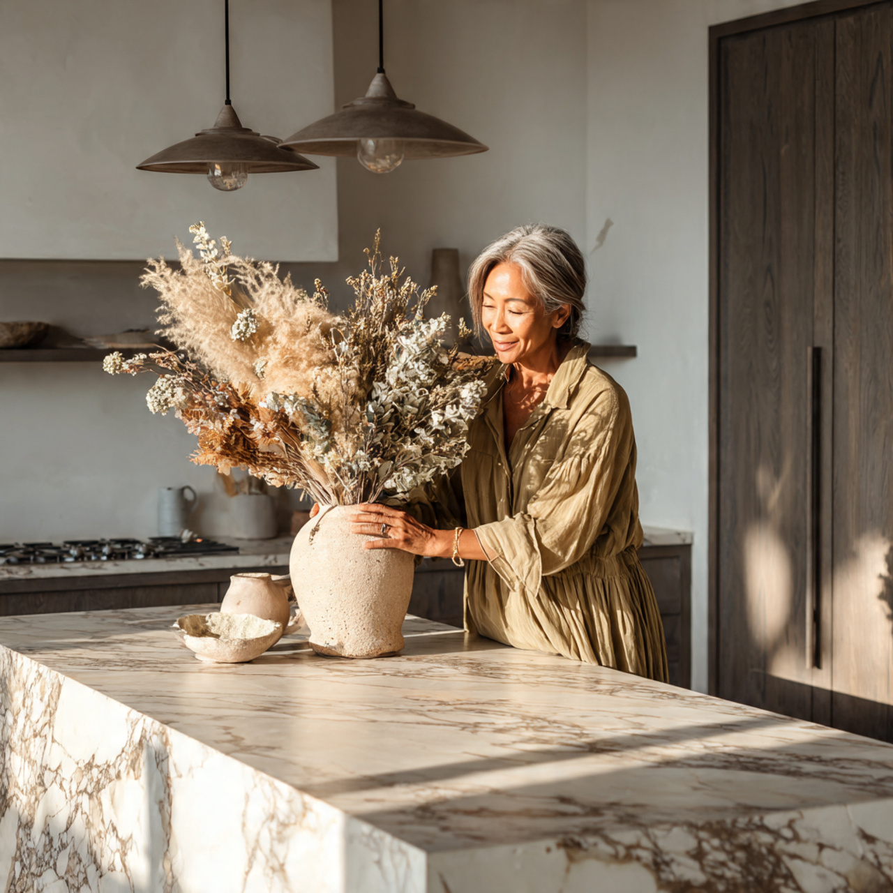 25 Transform Your Space with Stunning Kitchen Island Decor Ideas 14 a bright kitchen with a marble island displaying a