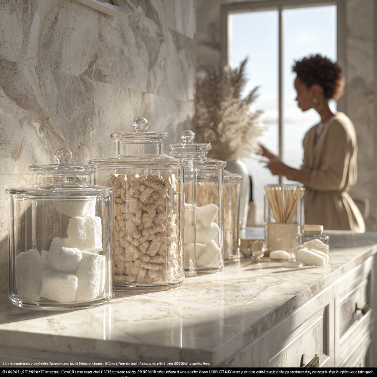 25 Bathroom Counter Decor Ideas That Elevate Style & Function Instantly 3 a chic bathroom vanity with clear apothecary glass