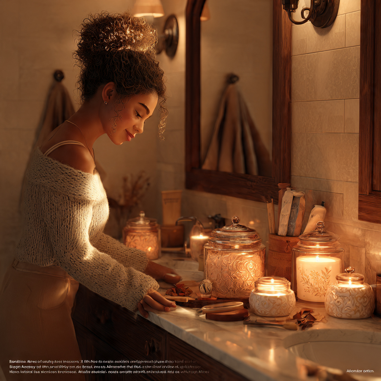 25 Bathroom Counter Decor Ideas That Elevate Style & Function Instantly 14 a cozy bathroom vanity featuring decorative match