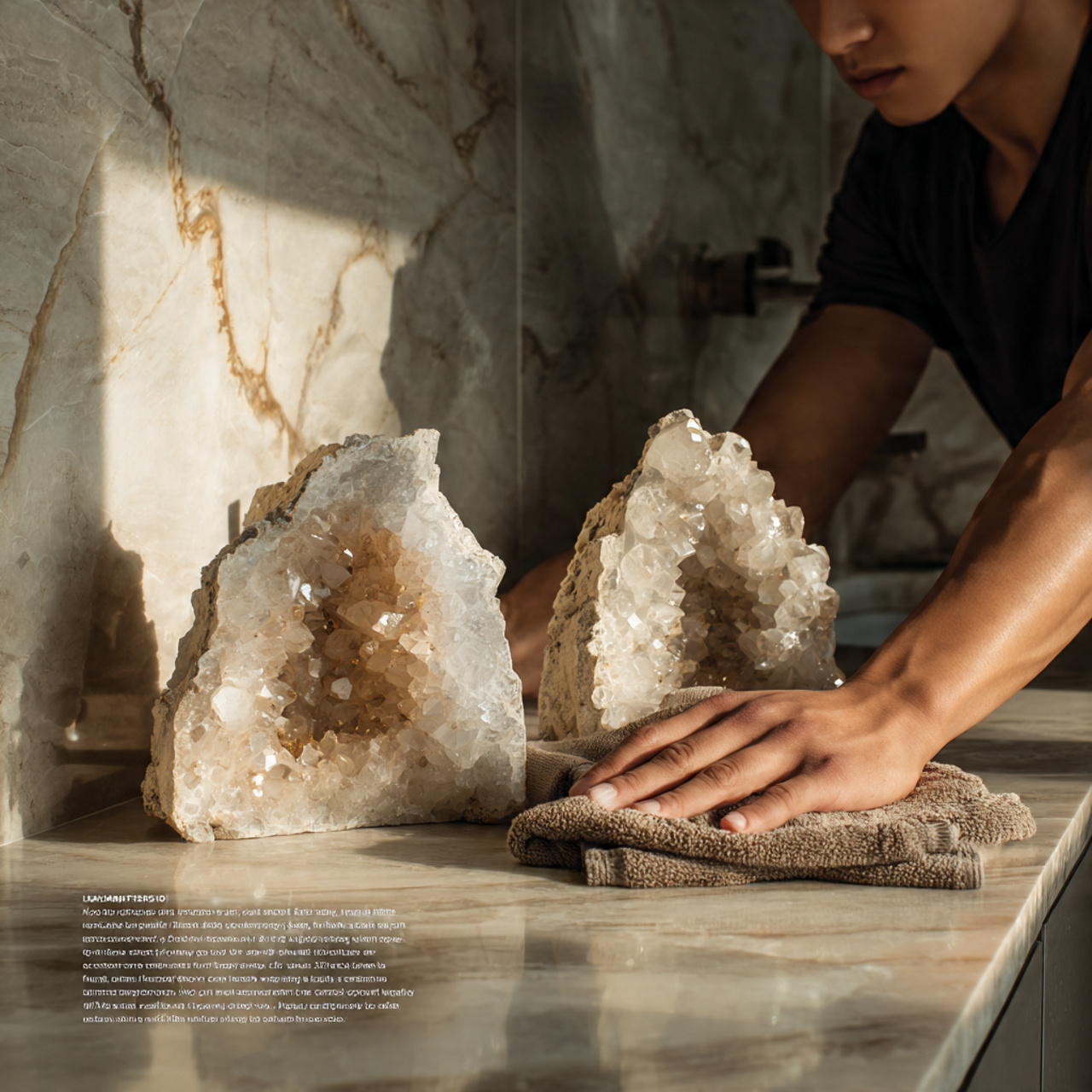 25 Bathroom Counter Decor Ideas That Elevate Style & Function Instantly 20 a luxurious bathroom counter with crystal geode bo