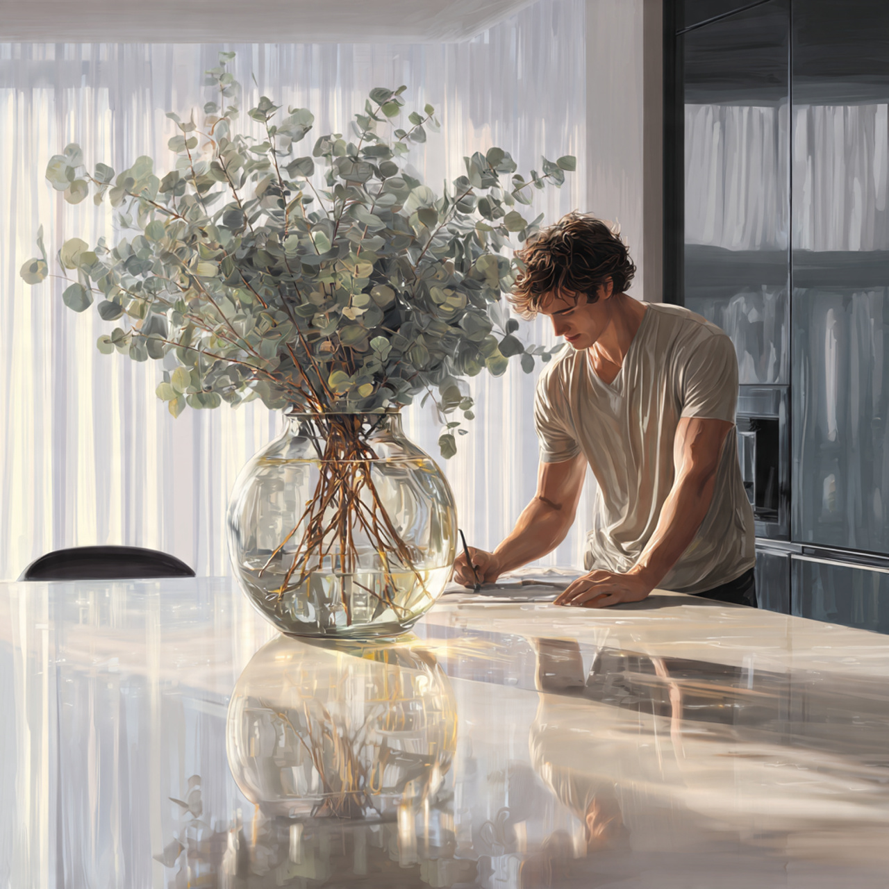 25 Transform Your Space with Stunning Kitchen Island Decor Ideas 9 a modern kitchen island decorated with a large han