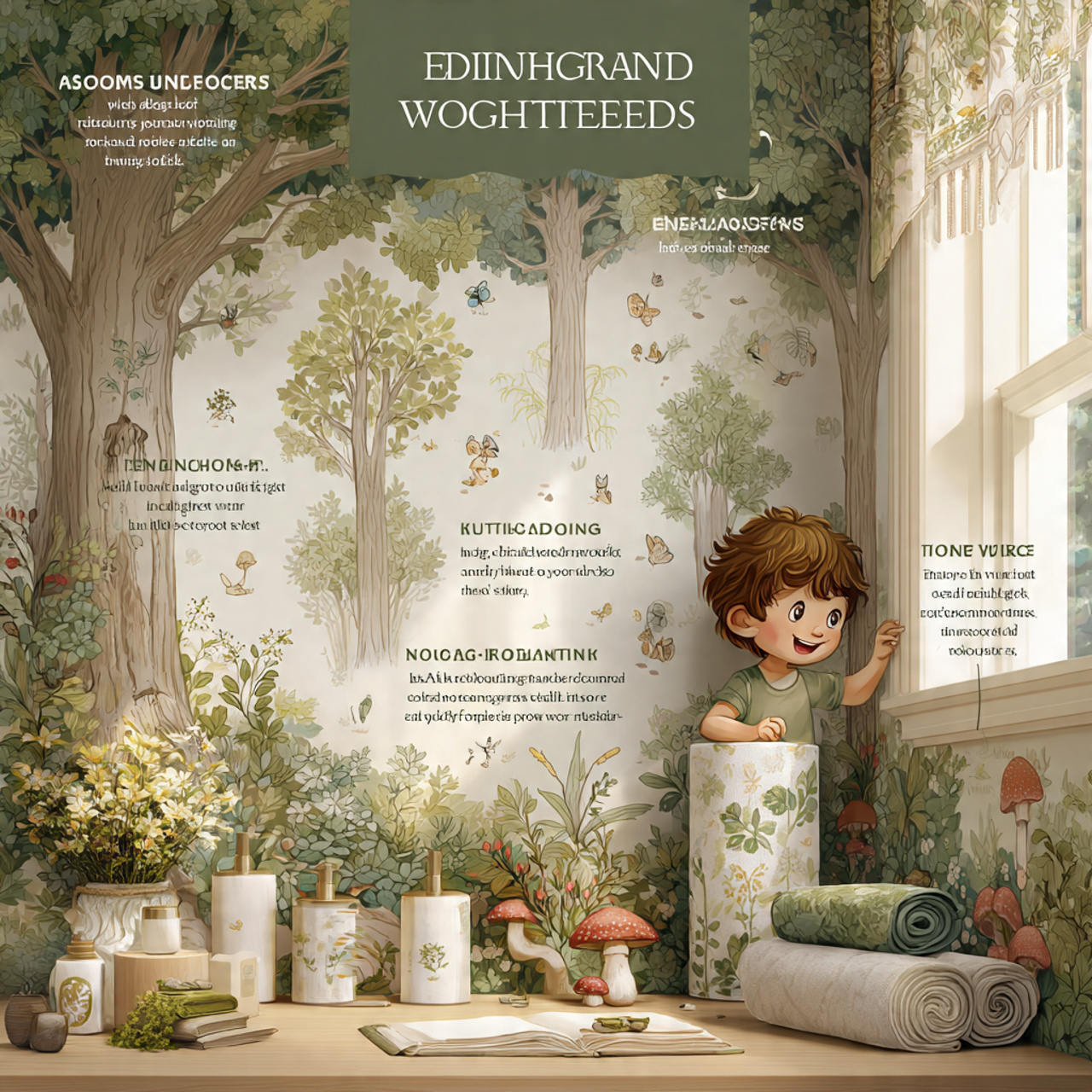 a realistic kids bathroom decor featuring enchante