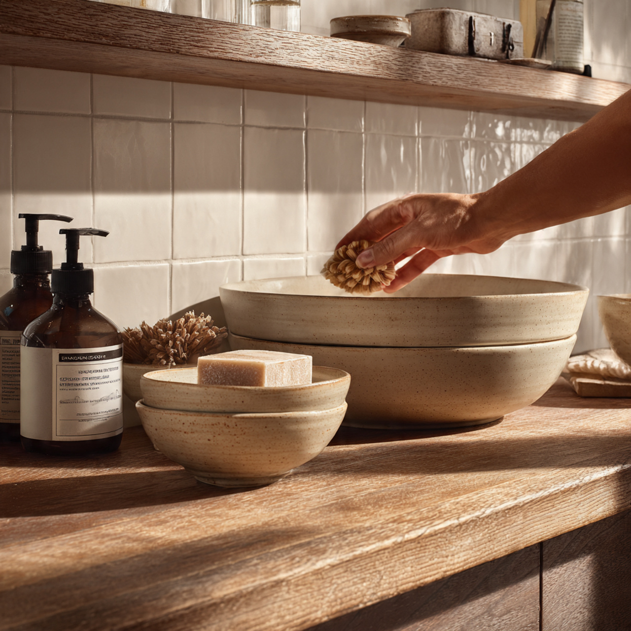 a rustic modern bathroom vanity with handcrafted p
