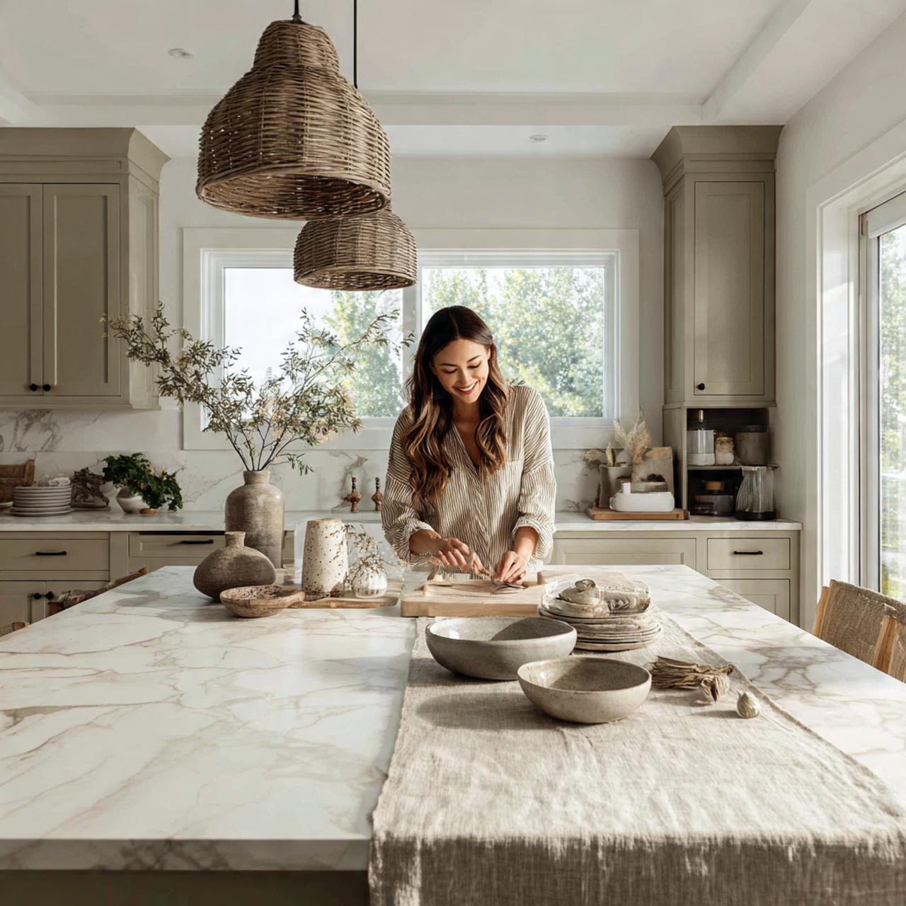 25 Transform Your Space with Stunning Kitchen Island Decor Ideas 16 a spacious kitchen with a large island draped in a