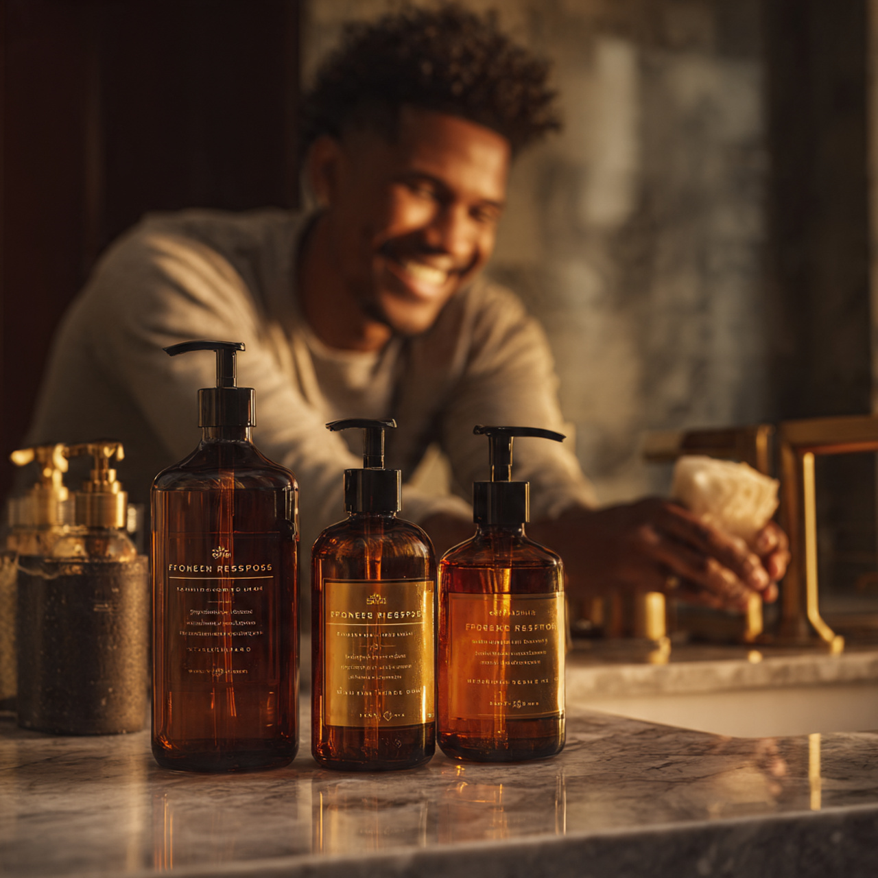 25 Bathroom Counter Decor Ideas That Elevate Style & Function Instantly 6 a stylish bathroom vanity featuring amber glass so