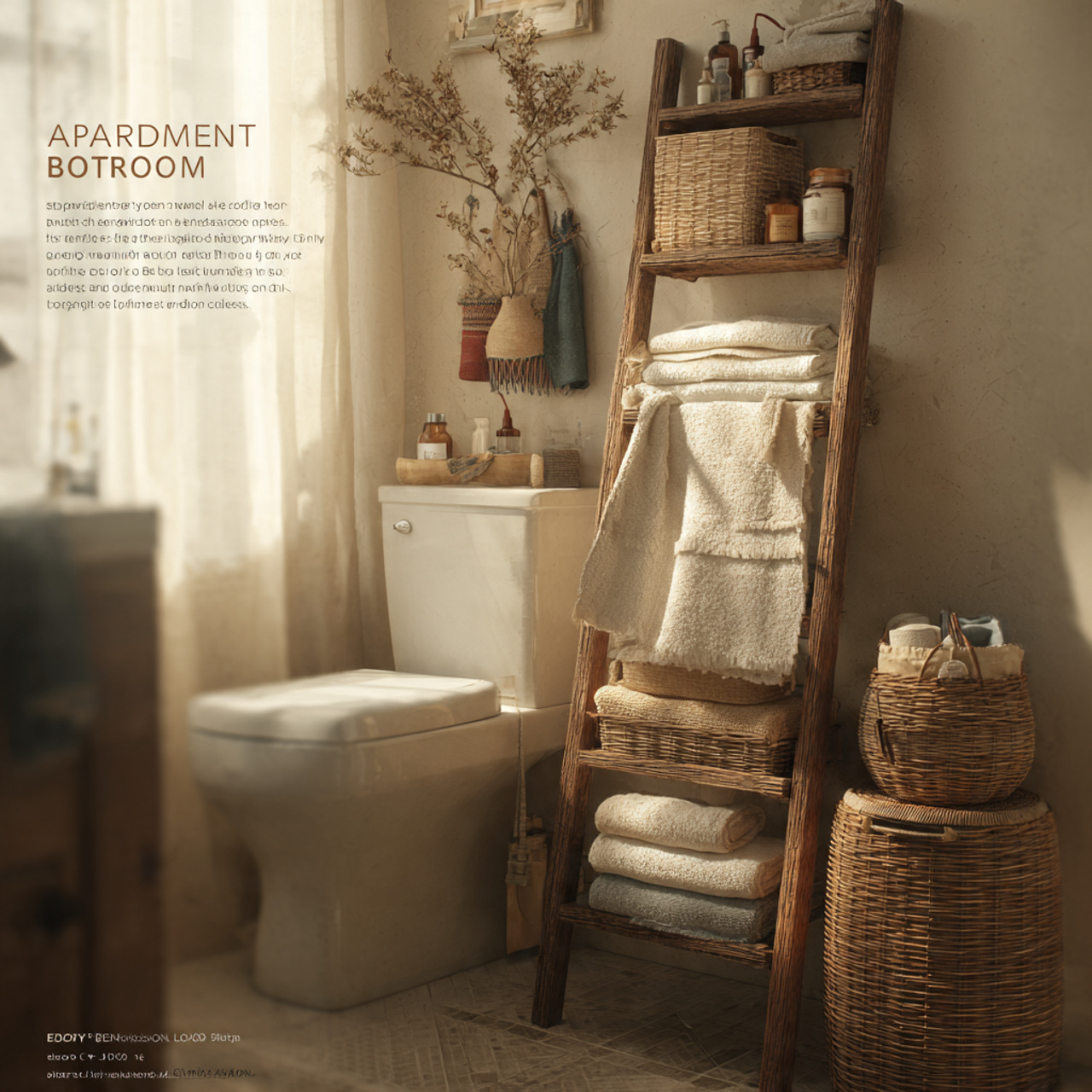 apartment bathroom featuring a leaning wooden ladd
