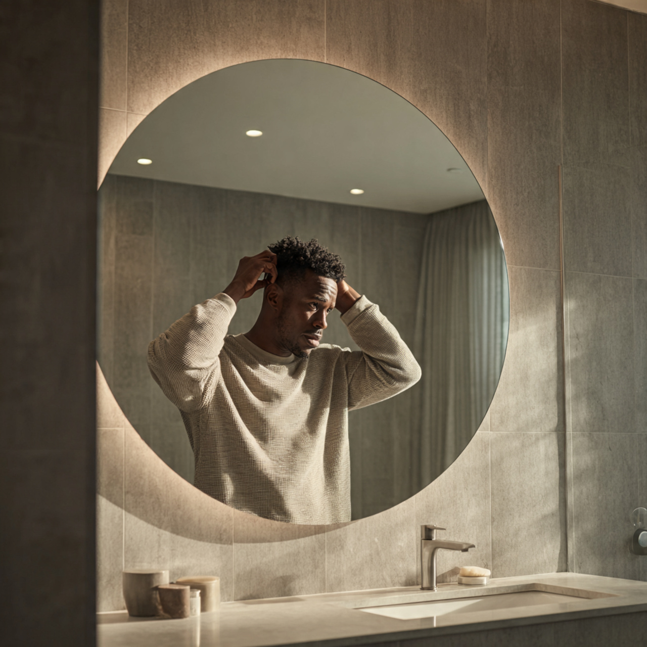 apartment bathroom featuring an oversized circular