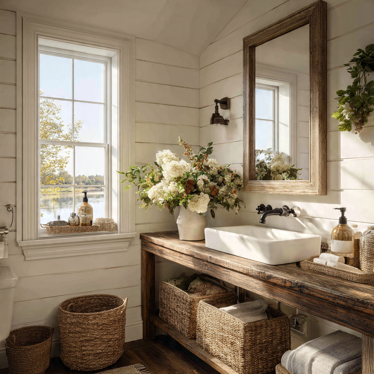 bathroom ideas decor featuring farmhouse shiplap w