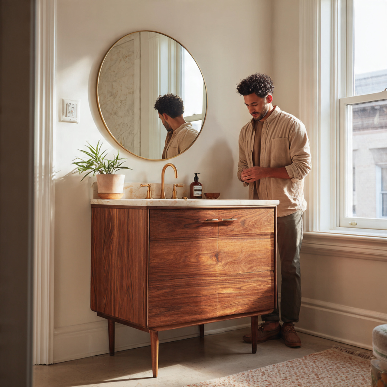 bathroom ideas decor featuring mid century modern