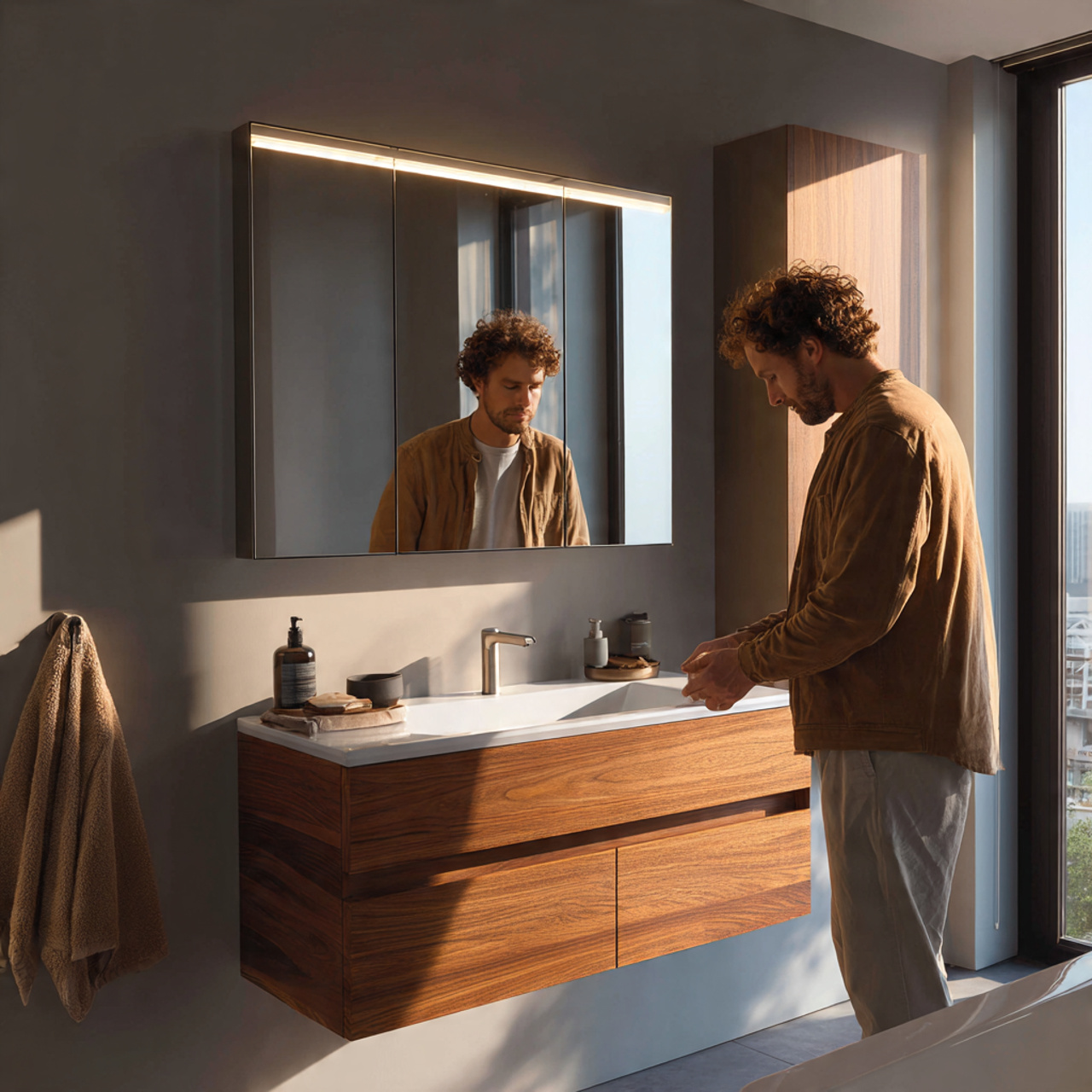 bathroom ideas decor featuring minimalist floating