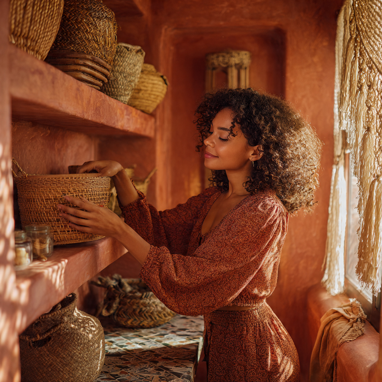 bathroom ideas decor with bohemian woven textures
