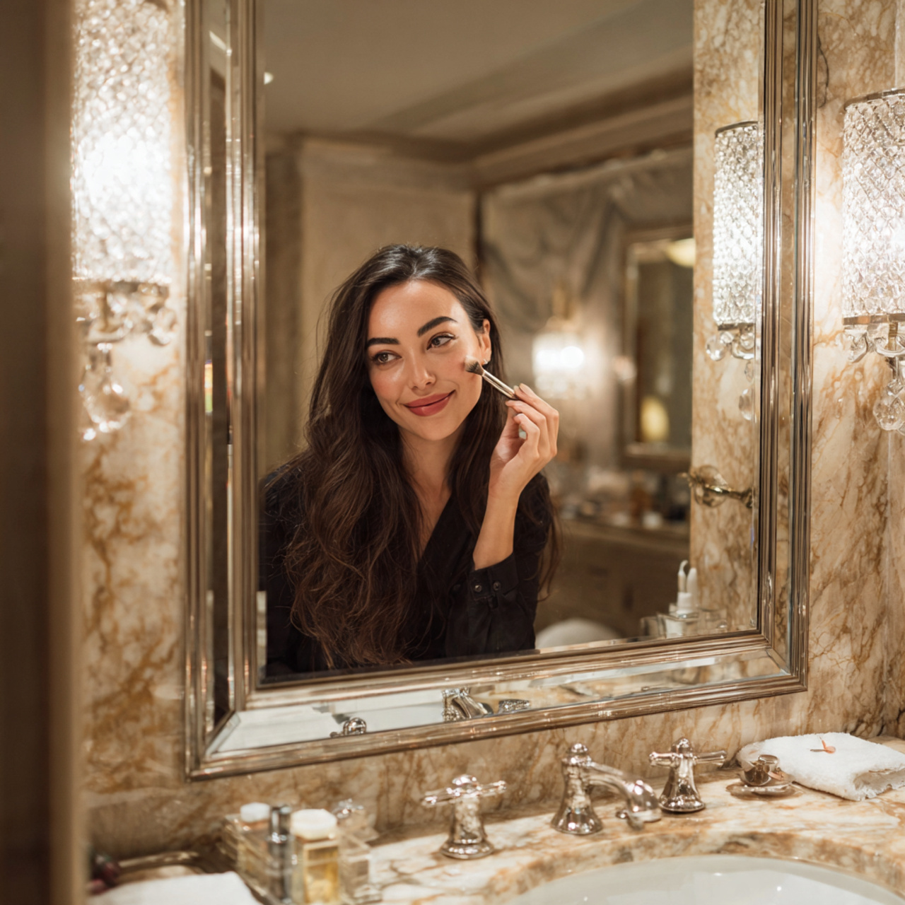 bathroom ideas decor with glamorous oversized mirr