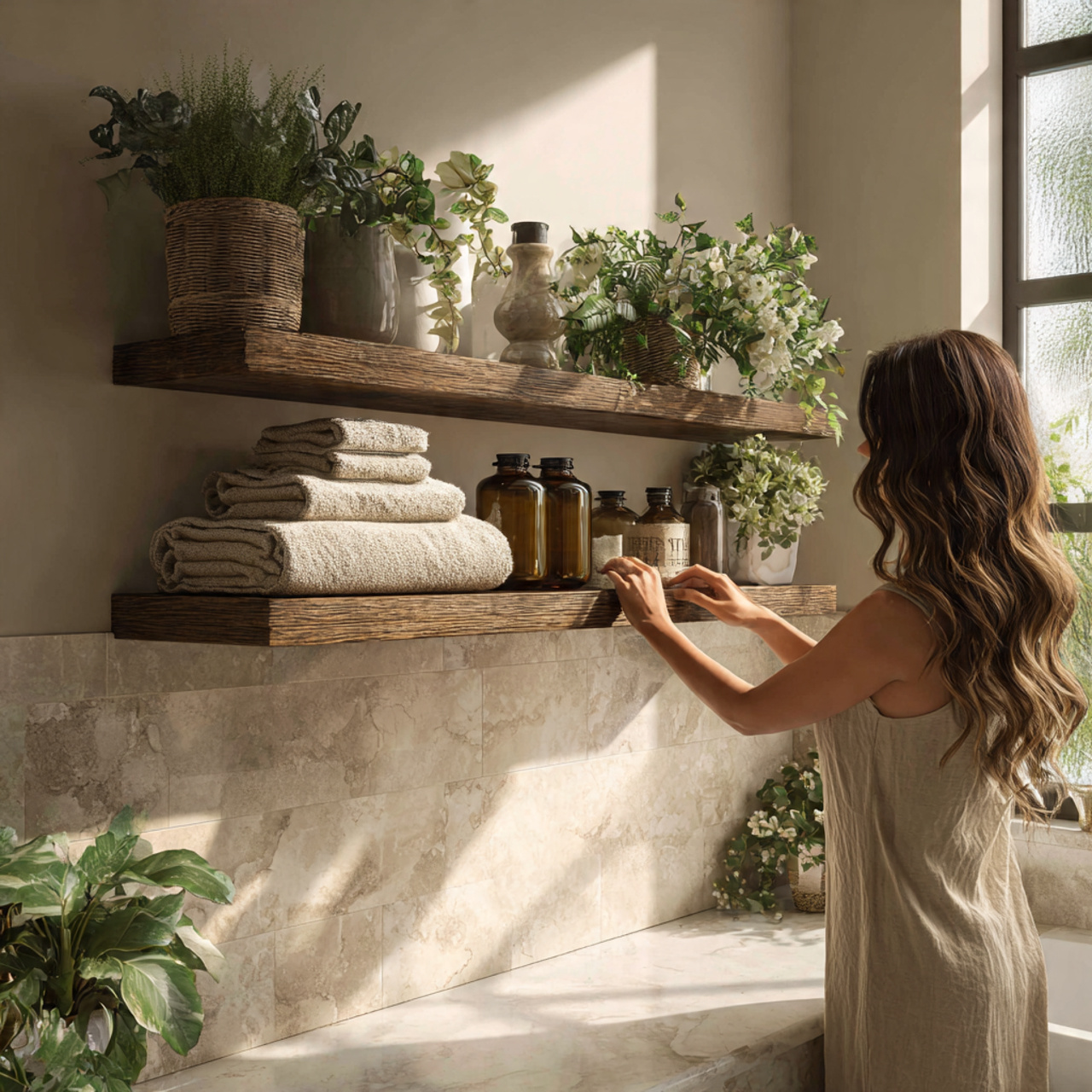 bathroom shelf decor