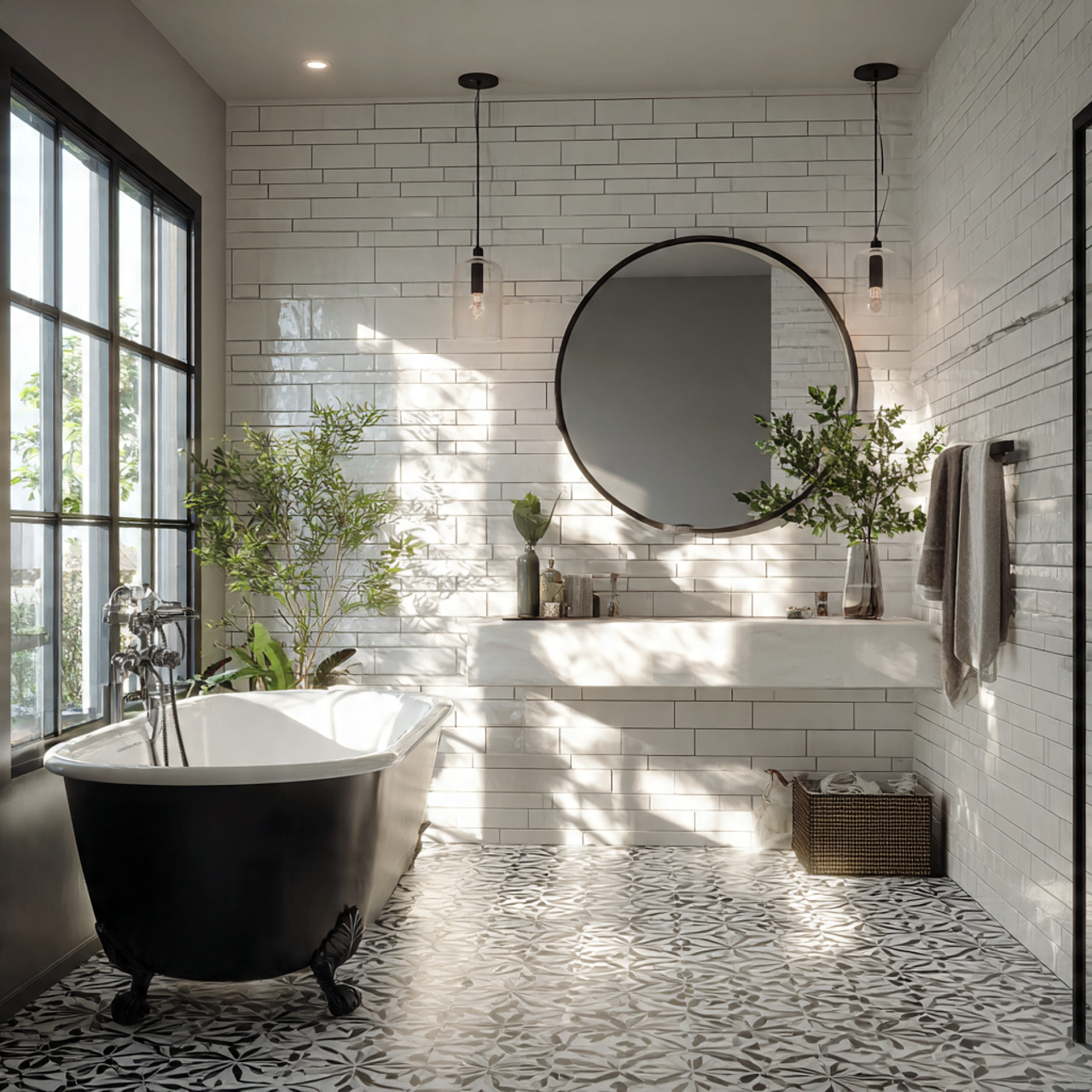 black and white bathroom decor