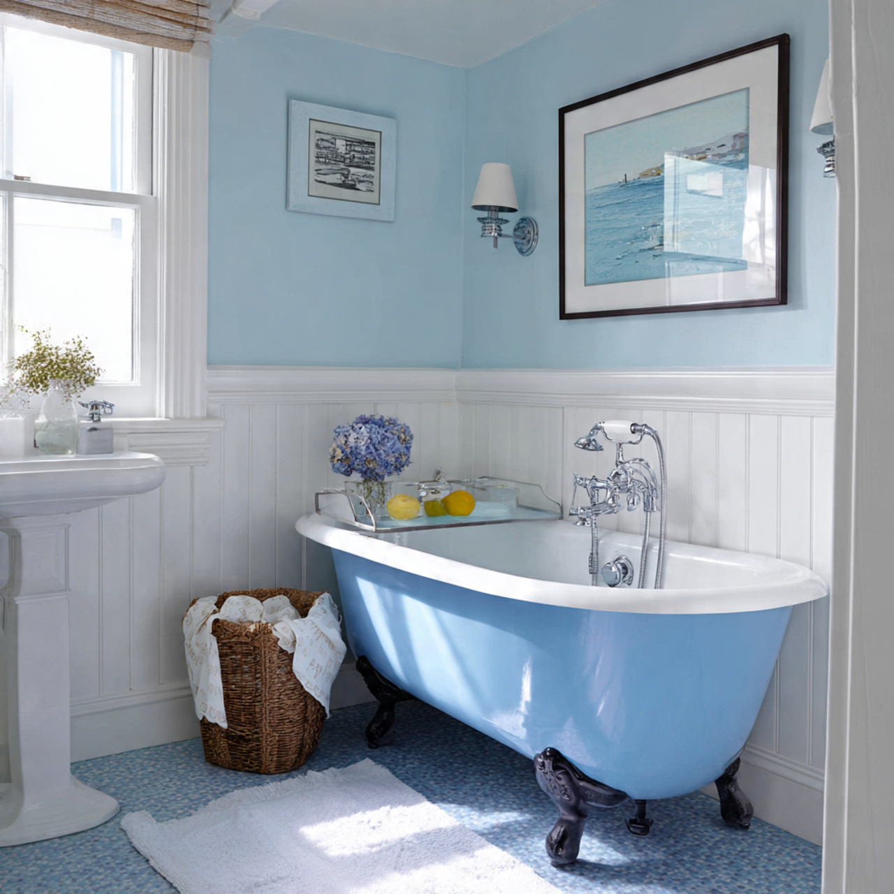 blue bathroom decor baby blue clawfoot tub