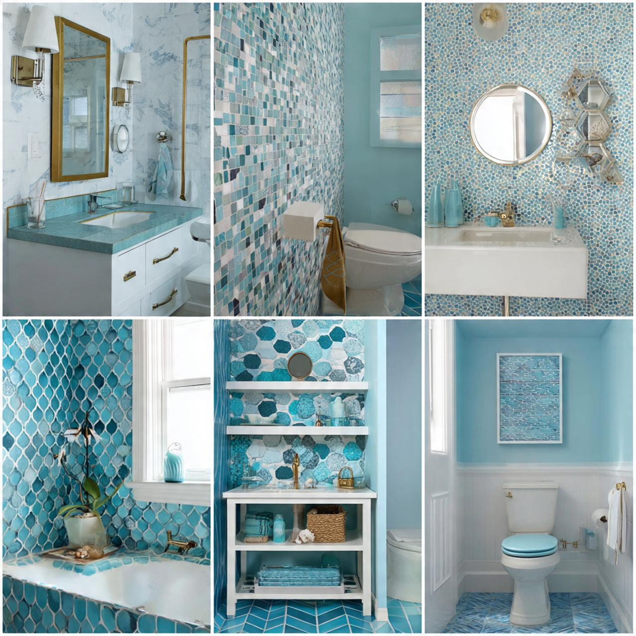 blue bathroom decor turquoise geometric layouts