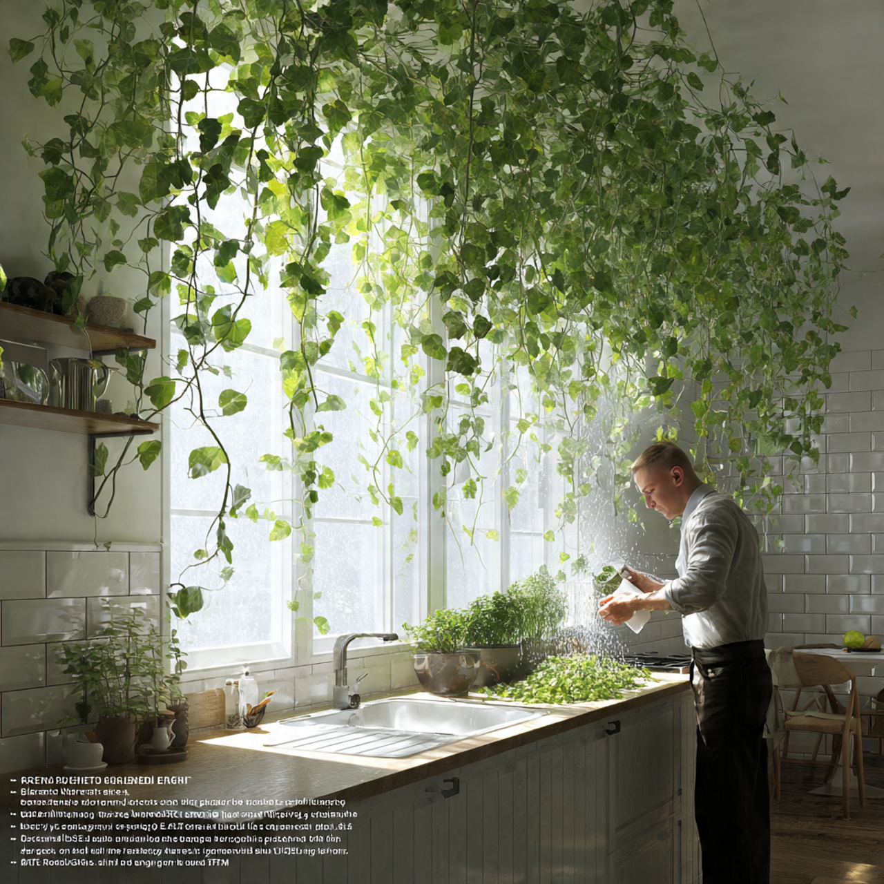 bright contemporary kitchen with a hanging indoor