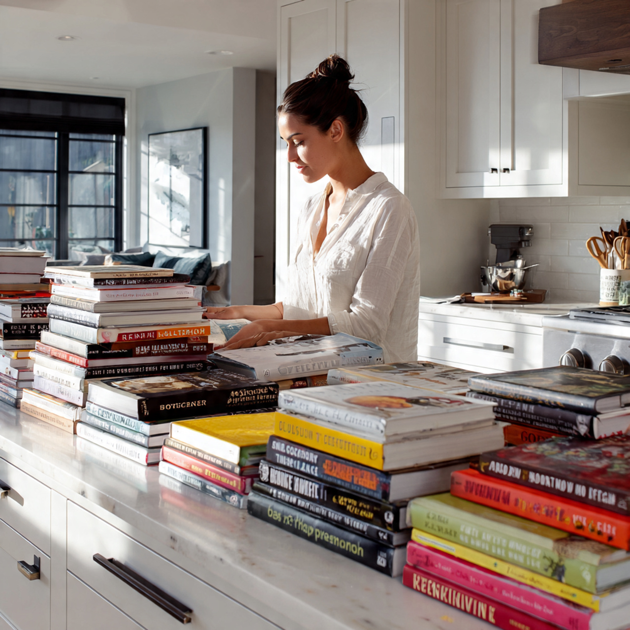 25 Top of Kitchen Cabinet Decor Ideas That Instantly Elevate Your Space 25 bright modern kitchen with cookbooks displayed on